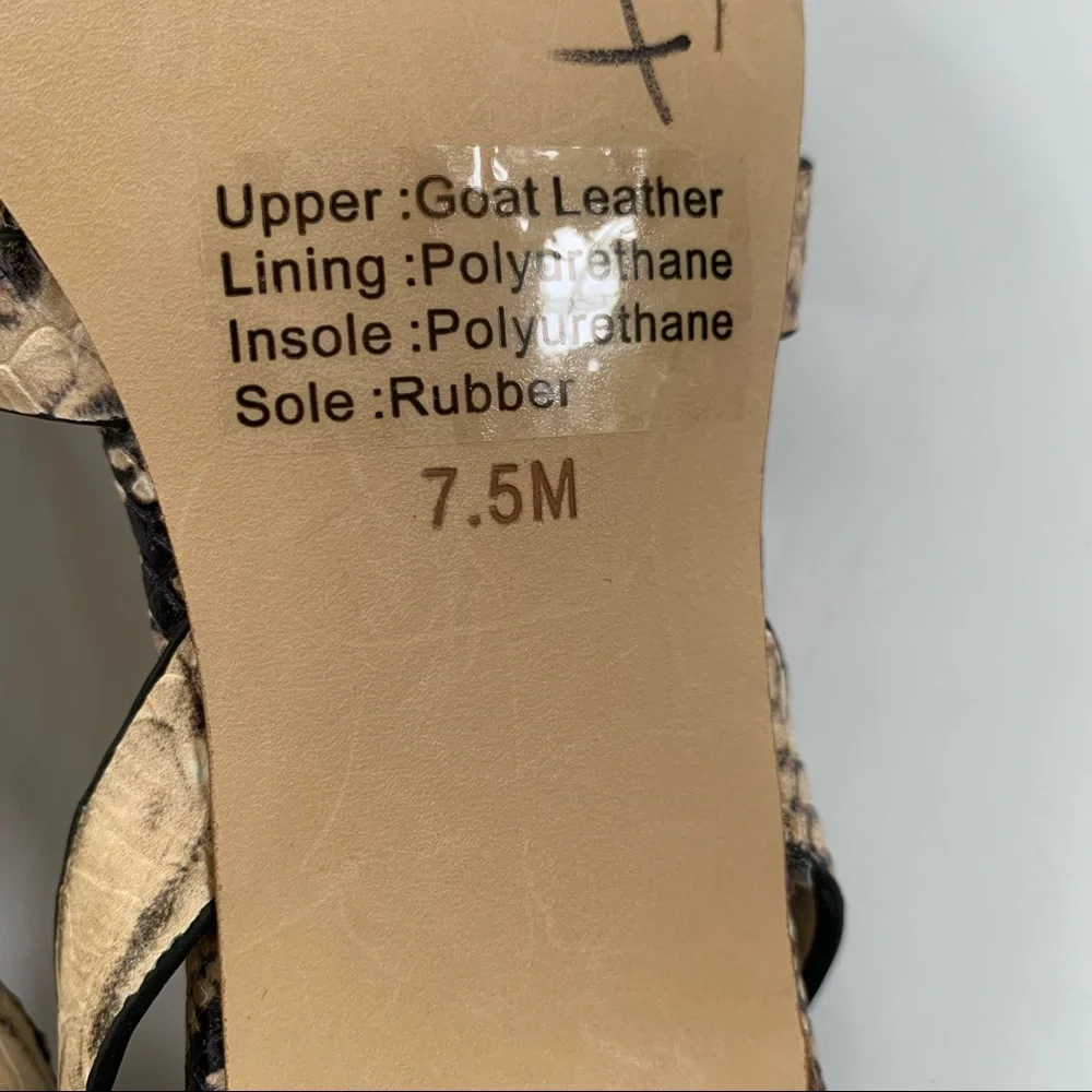 Gibson Latimer Sandal Leather Snakeskin Ankle Strap Low Heel 7.5 NWT - Picture 10 of 14